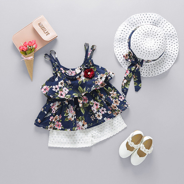 Kétrészes gyerek szett lányoknak virágmotívumokkal