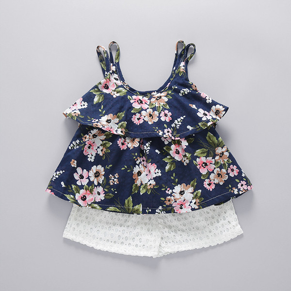 Kétrészes gyerek szett lányoknak virágmotívumokkal