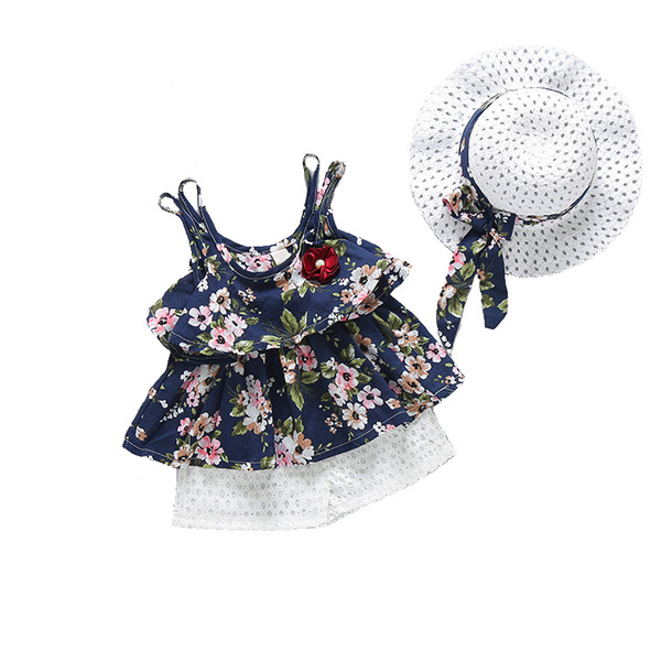 Kétrészes gyerek szett lányoknak virágmotívumokkal