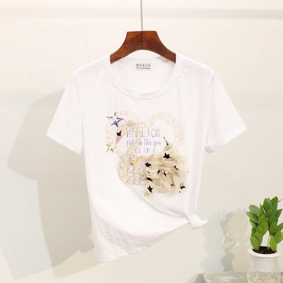 Női póló rátéttel és 3D elemmel