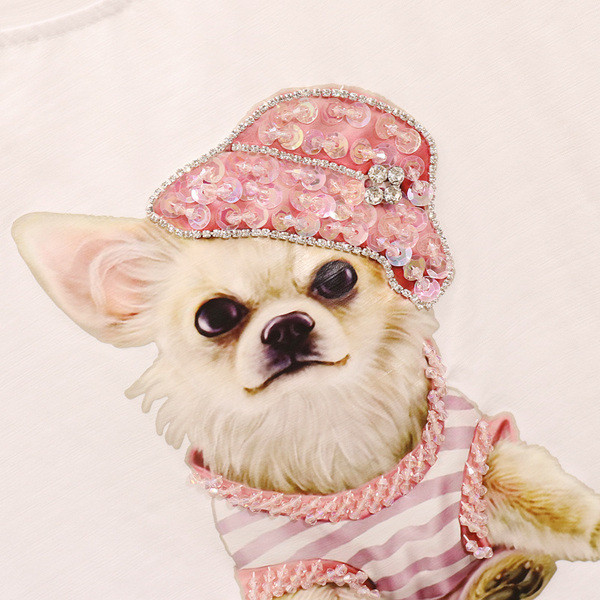 Alkalmi női póló és farmer szett rátéttel - kutya