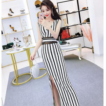 Modern női ruha hasítékkal, két színben