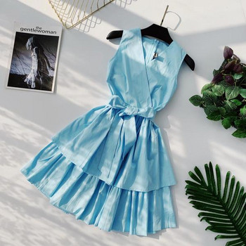 Modern női ruha V-nyakú, fűzős több színben