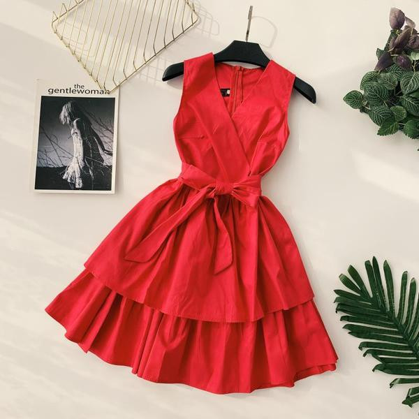 Modern női ruha V-nyakú, fűzős több színben