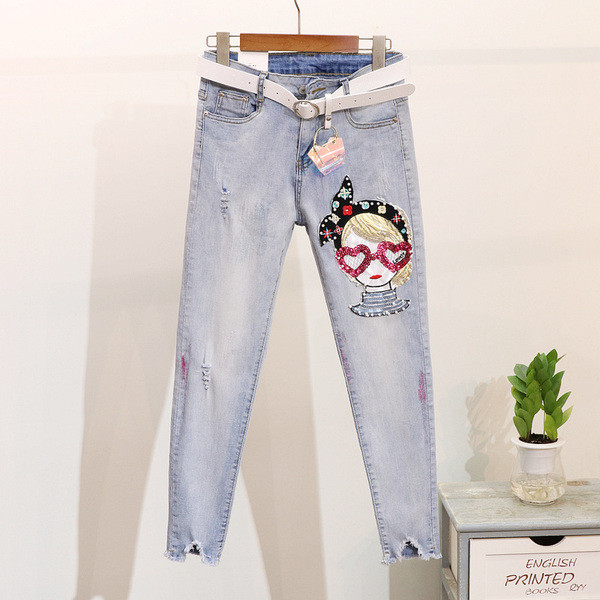 Γυναικεία καθημερινή φόρμα - μπλουάκι και τζιν με έγχρωμες εφαρμογές