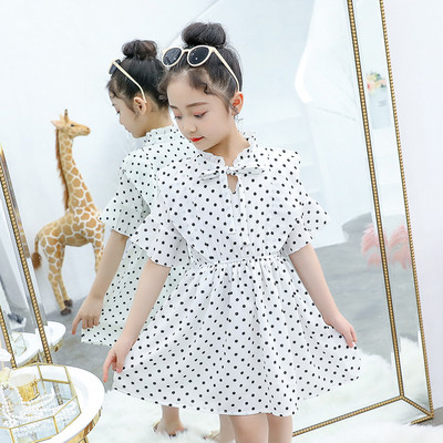 Κομψό, παιδικό φόρεμα με κοντό μανίκι σε λευκό  χρώμα