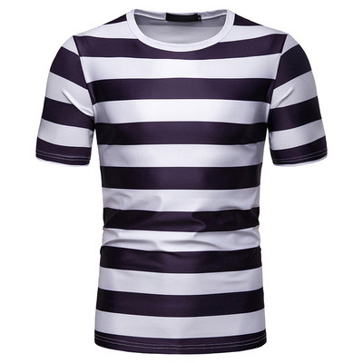 Aktuális férfi csíkos póló fehér, narancssárga és zöld színben