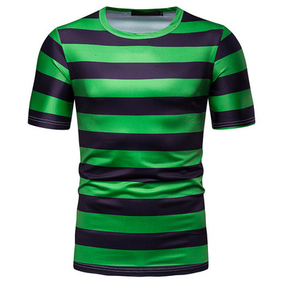 Aktuális férfi csíkos póló fehér, narancssárga és zöld színben