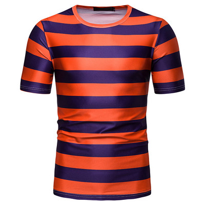 Aktuális férfi csíkos póló fehér, narancssárga és zöld színben