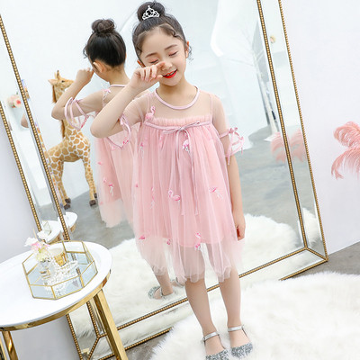 Κομψό παιδικό φόρεμα σε δύο χρώματα με κεντήματα