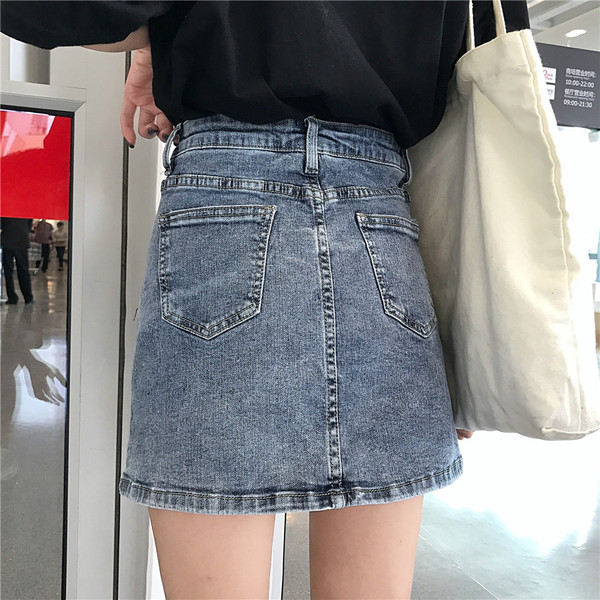 Aktuális női farmerszoknya két színben, magas derékkal