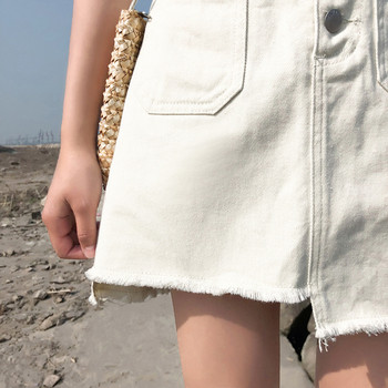 Καθημερινή γυναικεία φούστα denim σε δύο χρώματα με ψηλή μέσης