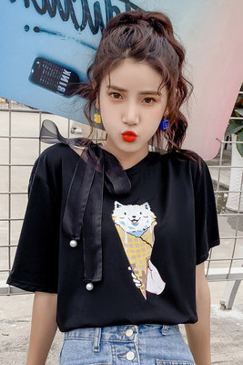 Női modern póló négy színben, rátéttel