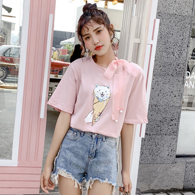 Női modern póló négy színben, rátéttel