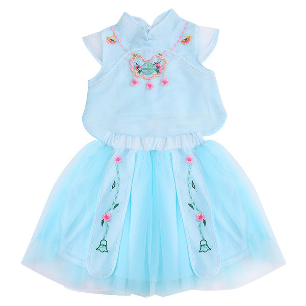 Stílusos gyerekszett kétrészes szoknyából és blúzból hímzéssel lányoknak