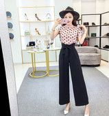 Stílusos női blúz szett és magas derekú nadrág két színben