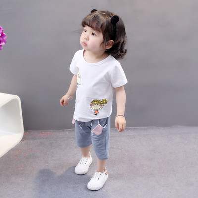 Két részből álló, fehér és rózsaszínű napi gyerekkészlet lányoknak