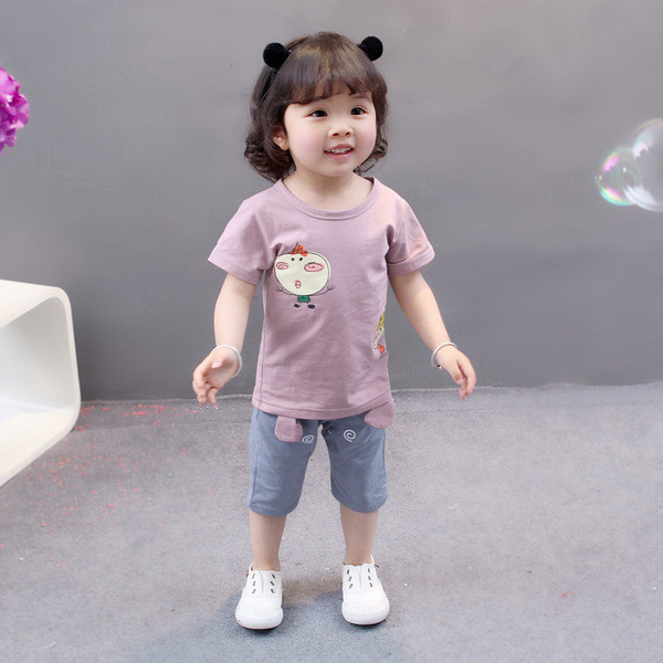 Két részből álló, fehér és rózsaszínű napi gyerekkészlet lányoknak