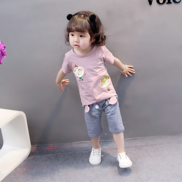 Két részből álló, fehér és rózsaszínű napi gyerekkészlet lányoknak