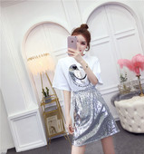 Μοντέρνο γυναικέιο σετ - φούστα  με πούλιες και μπλούζα σε δύο χρώματα