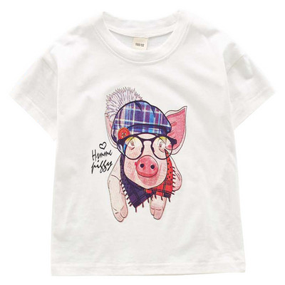 Gyermek póló három színben, rátéttel - lányoknak