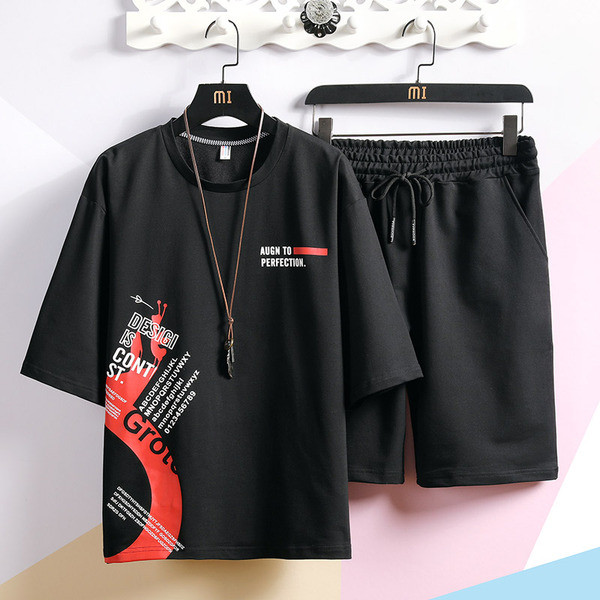 Kétrészes, fekete-fehér napi férfi szett