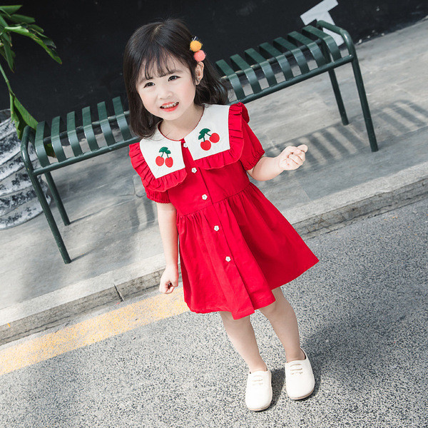 Rochie moderna pentru copii in rosu pentru fete