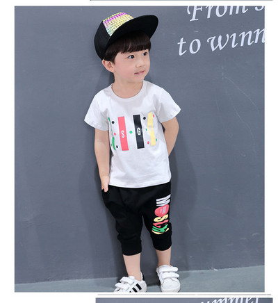 Ежедневен детски комплект за момчета в бял и черен цвят