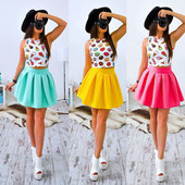 Set modern de fustă și maieu de vară pentru femei în trei culori