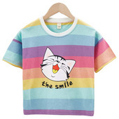 Παιδικό μπλουζάκι  με κοντό μανικι σε δύο  χρώματα για κορίτσια