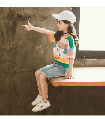 Παιδικό μπλουζάκι  με κοντό μανικι σε δύο  χρώματα για κορίτσια