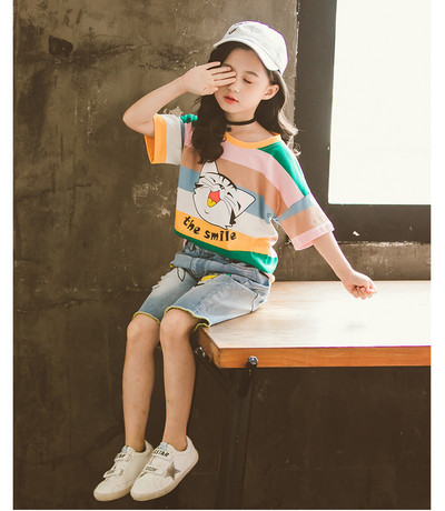 Παιδικό μπλουζάκι  με κοντό μανικι σε δύο  χρώματα για κορίτσια