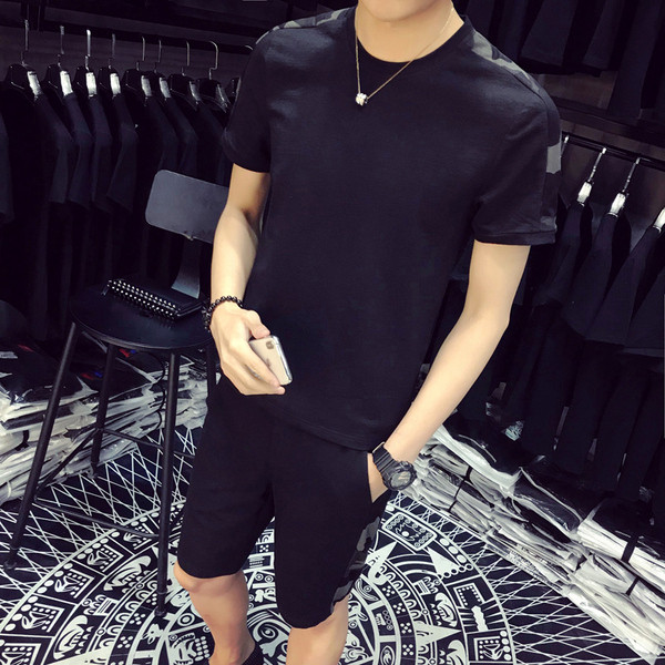 Modern férfi szett két részes fehér és fekete színben