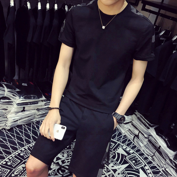 Modern férfi szett két részes fehér és fekete színben