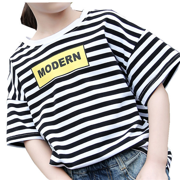 Παιδικό ριγέ μπλουζάκι σε δύο χρώματα με επιγραφή για κορίτσια