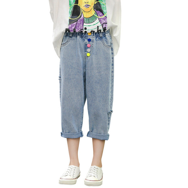 Blugi moderni pentru copii cu nasturi pentru fete