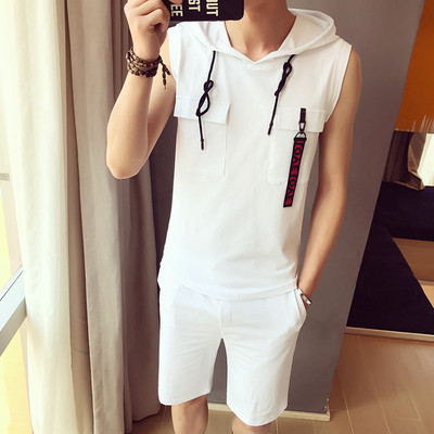 Ανδρικό casual σύνολο σε λευκό και μαύρο χρώμα