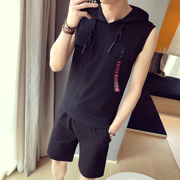 Ανδρικό casual σύνολο σε λευκό και μαύρο χρώμα