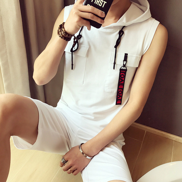 Ανδρικό casual σύνολο σε λευκό και μαύρο χρώμα