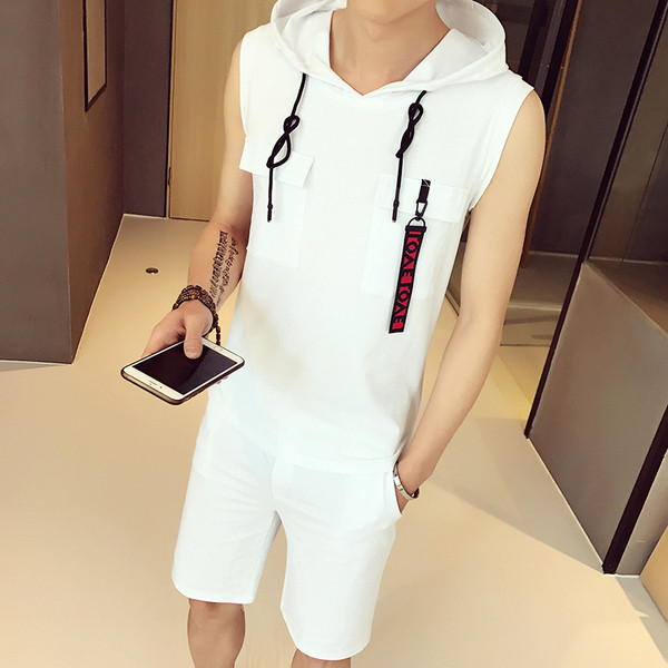 Ανδρικό casual σύνολο σε λευκό και μαύρο χρώμα