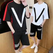 Két részből álló, fehér, fekete és piros színű, napi férfi szett