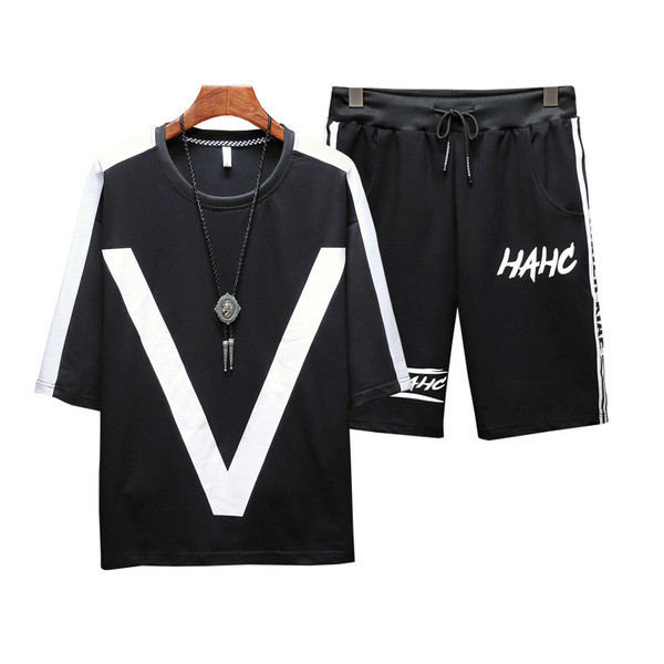 Két részből álló, fehér, fekete és piros színű, napi férfi szett