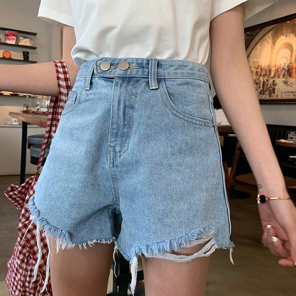 Casual γυναικεία  shorts τζιν με σκισμένα σχέδια σε μπλε χρώμα