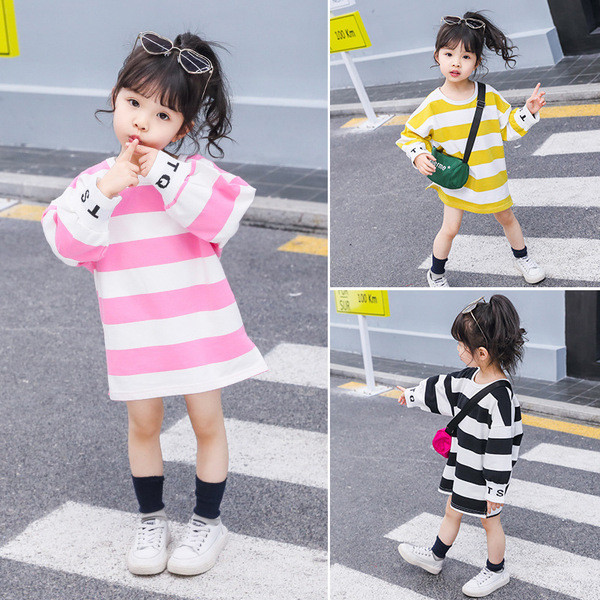 Csíkos gyerekruha lányoknak három színben