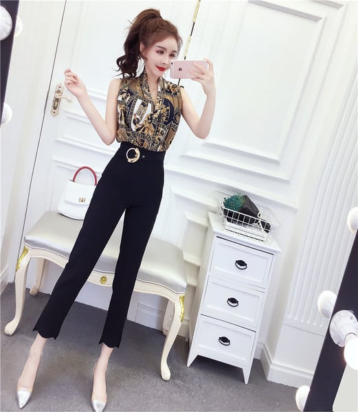 Stílusos női ing szett három színben magas derekú nadrággal