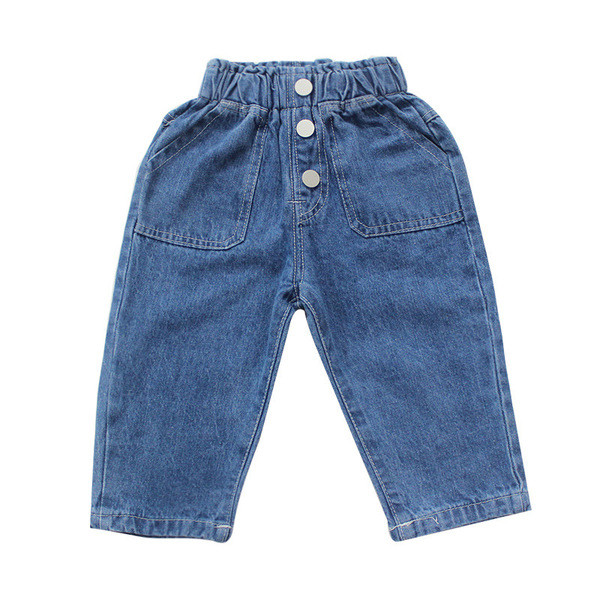 Modern, kék zsebes gyerekfarmer lányoknak