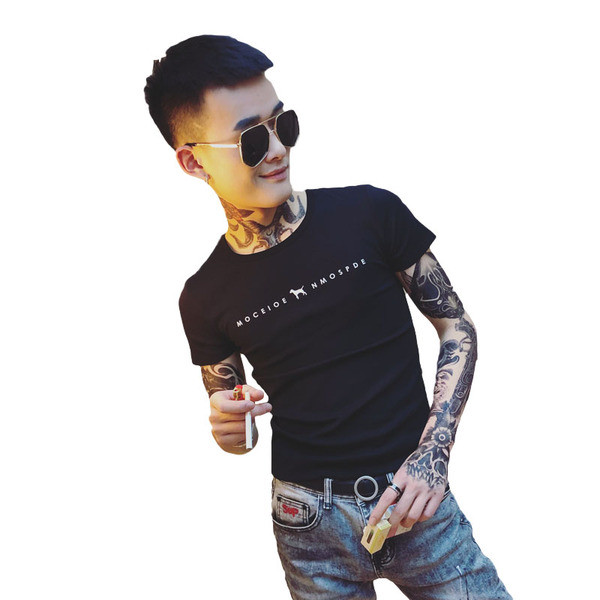 Alkalmi férfi póló fehér és fekete felirattal