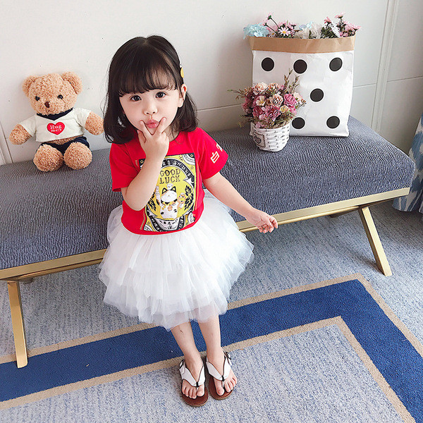 Модерен детски комплект от две части пола и блуза за момичета