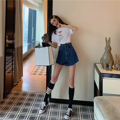 Blugi scurti casual de dama cu talie inalta in doua culori