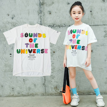 Детска модерна тениска в бял цвят за момичета 